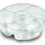 10.25" Round PET 4-Comp. Juice Catcher Tray w/DC and Ring Lid, 64 oz.