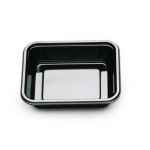 5.8" x 4.75" Black Ribbed PP HMR Oblong Tray, 12 oz.