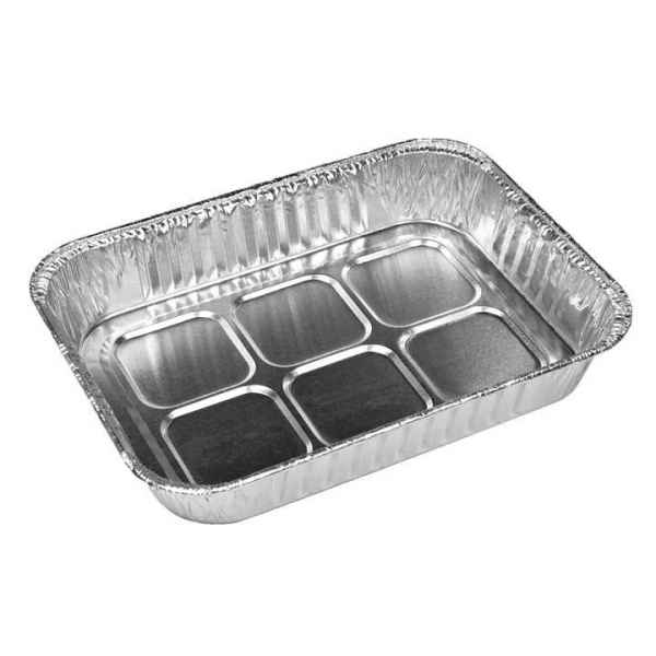 7.9" x 5.9" Alum Oblong 6-Count Dinner Roll Tray, Embossed, 24 oz.