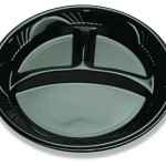 10.3" Round Black Pearl® PS 3-Comp. Plate w/ Marbella Rim