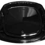 Forum® 10" Square Black Pearl PS Shallow Base, 24 oz.