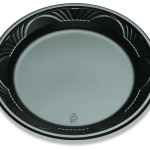 9" Round Black C-Fine PS Plate w/ Marbella Rim, 0.9" Deep