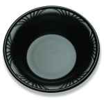 8.3" Round Black C-Fine PS Bowl w/ Marbella Rim, 24 oz.