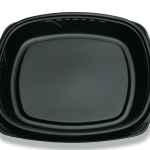 Forum® 10" Square Black C-Fine PS Shallow Base, 24 oz.