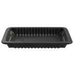 Black PP 10 Processor Tray w/Wide Rib & Film, 1.4" deep, 36 oz.