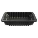 Black PP 3 Processor Tray w/Wide Rib & Film, 1.64" deep, 36 oz.