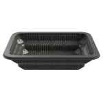 Black PP 3 Processor Tray w/Step Rib & Film, 2" deep, 38 oz.