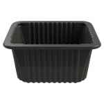 Black PP 3 Processor Tray w/Wide Rib & Film, 4.5" deep, 89 oz.