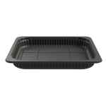 Black PP Family Processor Tray w/Standard Rib & Film, 1.5" deep, 80 oz.