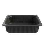 Black PP Family Processor Tray w/Standard Rib & Film, 3.2" deep, 162 oz.