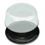 9.9" Round Black PET Cake Base w/3.6" Scalloped PET Dome for 8" Cake