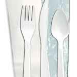 Senate™ White PP Fork, Knife, Teaspoon & Large Napkin, Wrapped