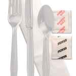 Monarch Clear PS Fork, Knife, Teaspoon, 13x17 Napkin, Salt & Pepper