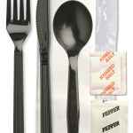 Forum Ebony PP Fork, Knife, Senate Ebony PP Soup Spoon, Salt & Napkin