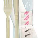 Forum® Champagne PP Fork, Knife, Napkin, Salt & Pepper, Wrapped