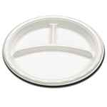 Envirofoam® 9" Round White PS 3-Comp. Plate