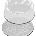 11" Round Clear PS Cake Base w/ Fluted Dome for 9" Cake, 1-2 layers