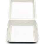 Enviroware® 9" Square White PS Hinge, 49 oz.