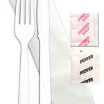 Monarch White PS Fork, Knife, 13" x 13" Napkin, Salt & Pepper