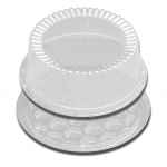 9" Round Clear PS Cake Base w/ Fluted Dome for 7" Cake, 1-2 layers