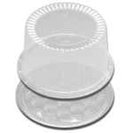 9" Round Heavy Weight PS Clear Cake Base w/ Fluted Dome for 7" Cake, 2-3 layers