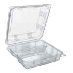 9" x 9.3" Clear PS 2-comp. Hinge, 52 oz.