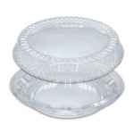 10" Clear PS Pie Base w/ Low Fluted Dome for 9" Pie