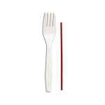 Senate™ White PP Fork & 5.75" Milkstraw