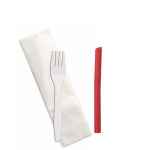 Senate™ White PP Fork, Spike straw & 10" x10" 1-ply Napkin