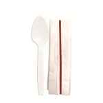 Senate™ White PP Teaspoon, 5.75" Milkstraw & 10" x 10" 1-Ply Napkin