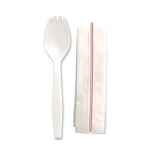 Senate™ White PP Spork, Milkstraw & 17" x 10" Napkin