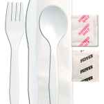 Senate™ White PP Fork, Knife, Teaspoon, 2-Ply 13X17 Napkin, Salt & Pepper