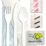 Senate White Medium Weight PP Fork, Knife, Teaspoon, Napkin, Salt & Pepper