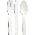 Senate White PP Fork, Knife & Teaspoon, Wrapped