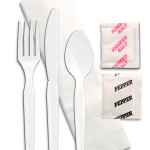 Legion White PS Fork, Knife, Teaspoon, 13" x 13" Napkin, Salt & Pepper